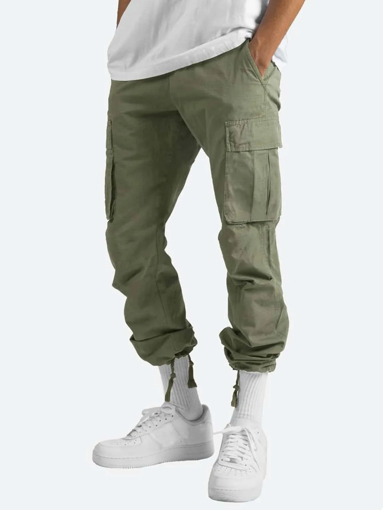 Spring and Summer New Men's Overalls Fashion Drawstring Multi-pocket Casual Pants
