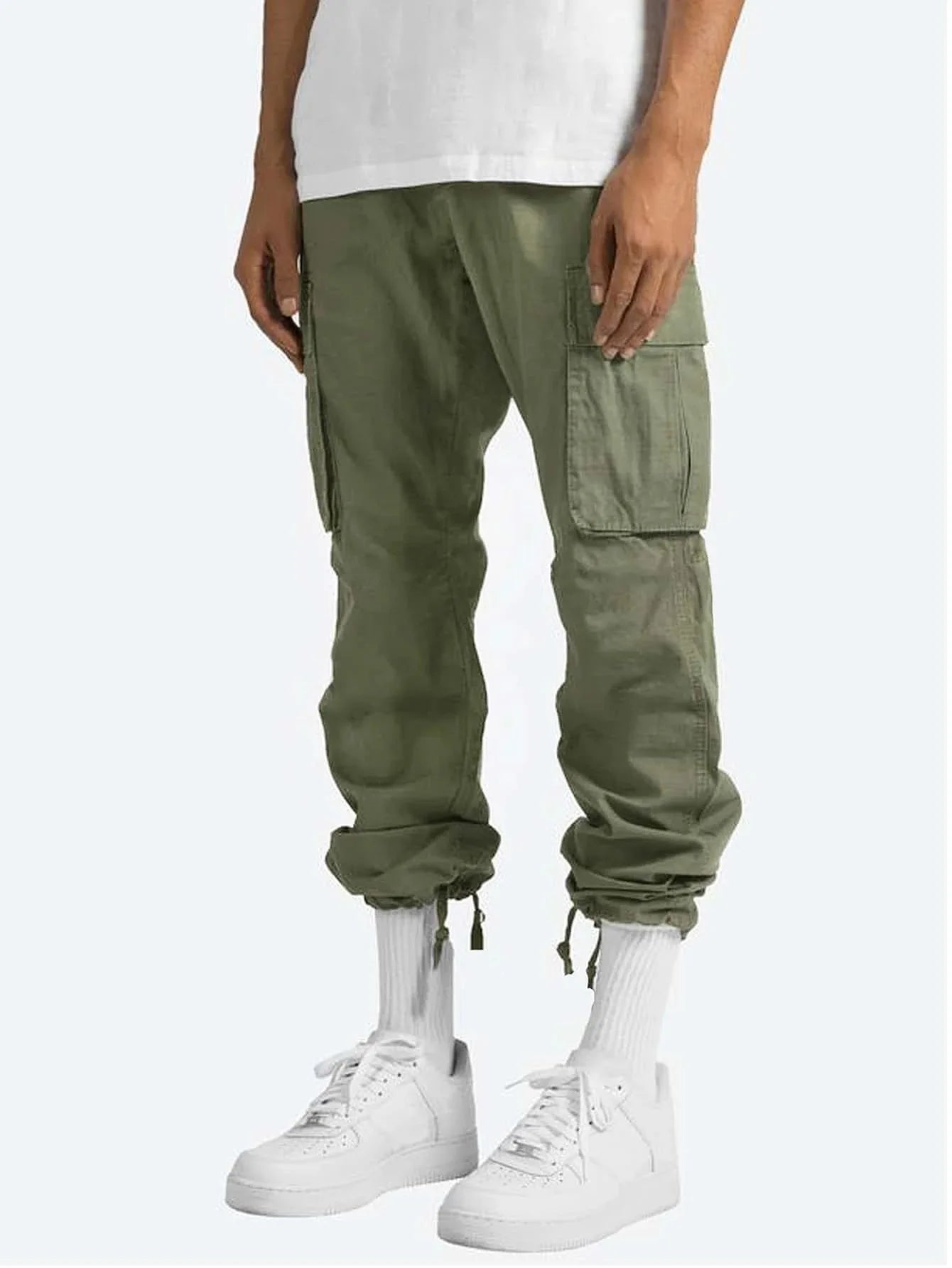 Spring and Summer New Men's Overalls Fashion Drawstring Multi-pocket Casual Pants