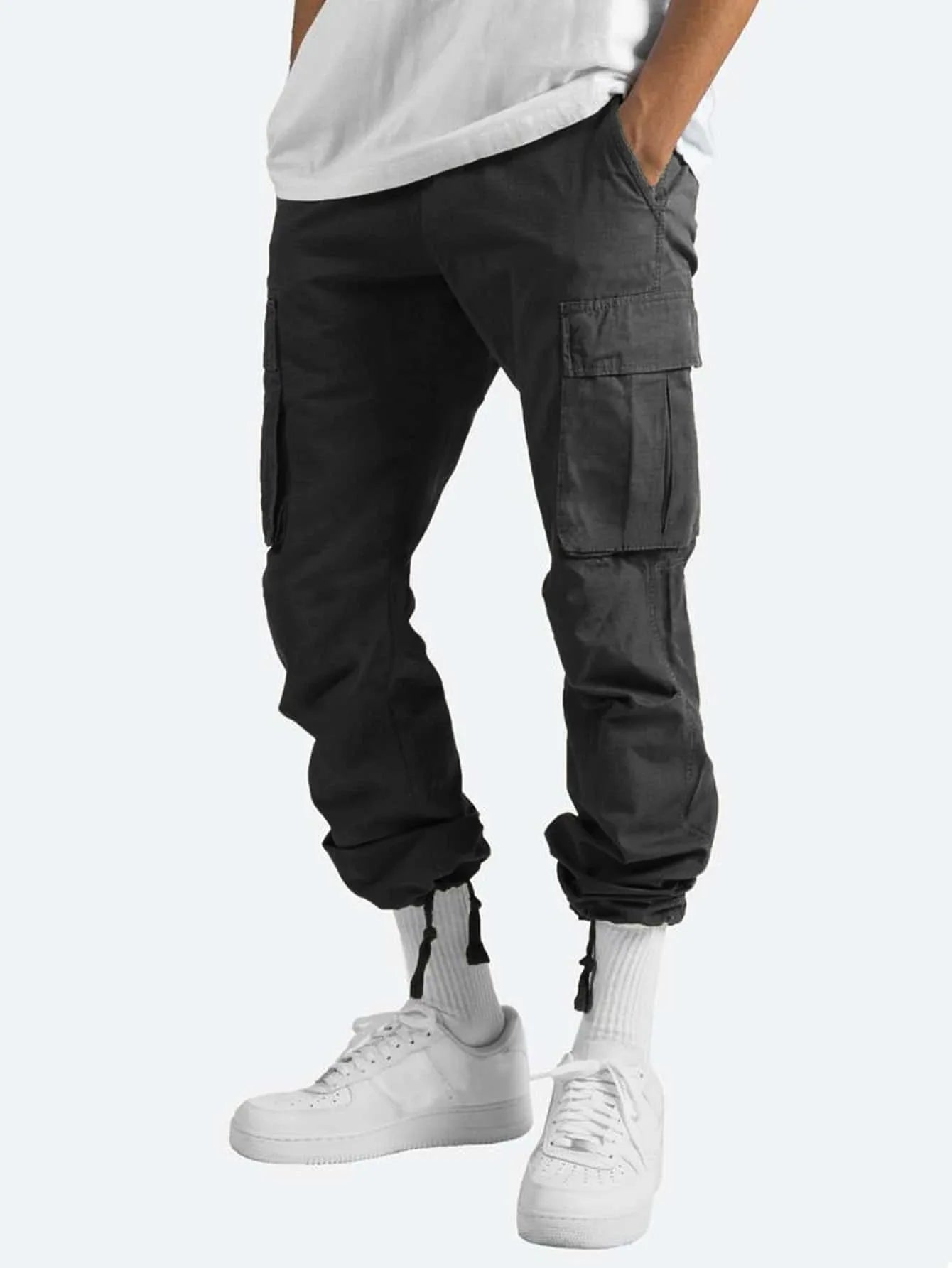Spring and Summer New Men's Overalls Fashion Drawstring Multi-pocket Casual Pants