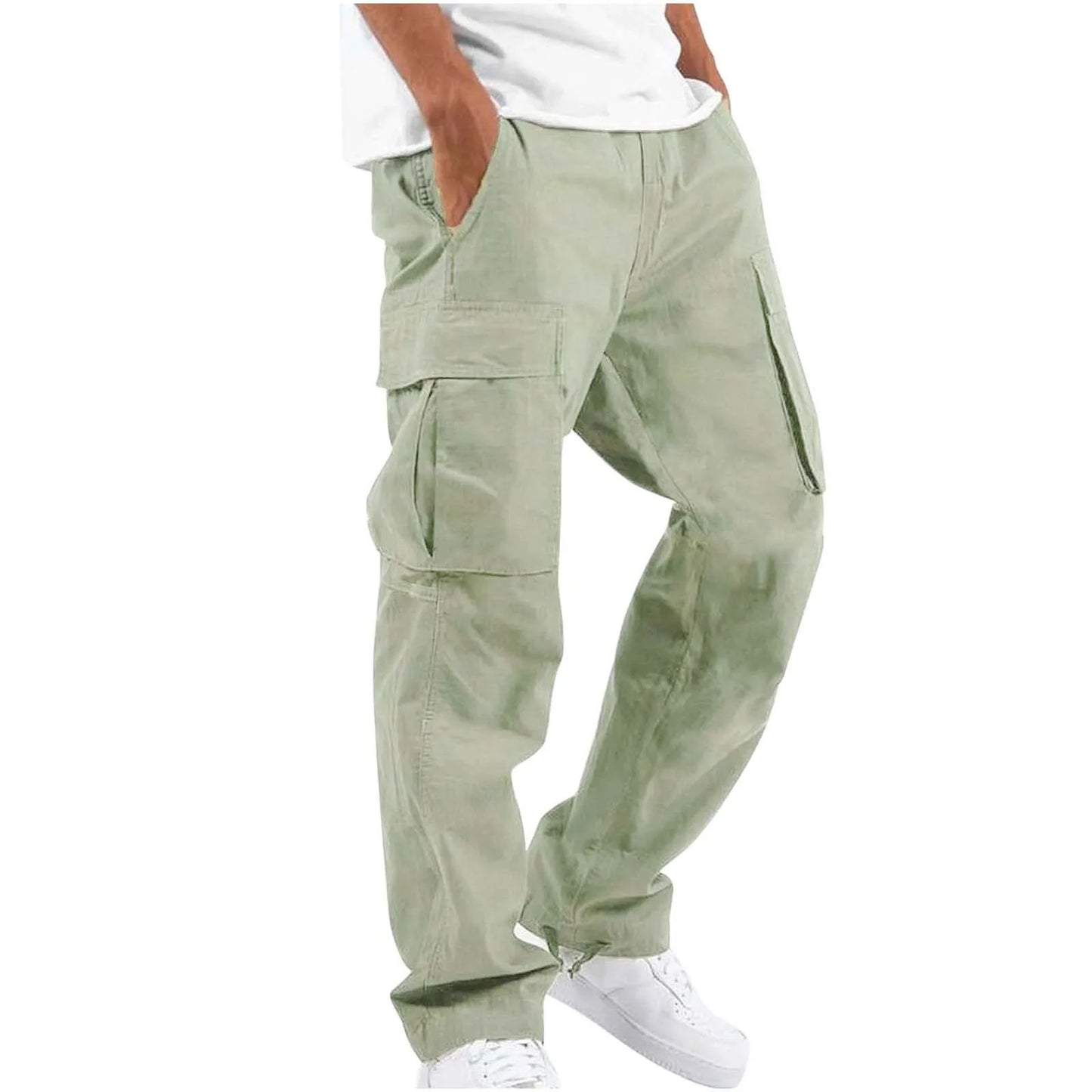 Spring and Summer New Men's Overalls Fashion Drawstring Multi-pocket Casual Pants