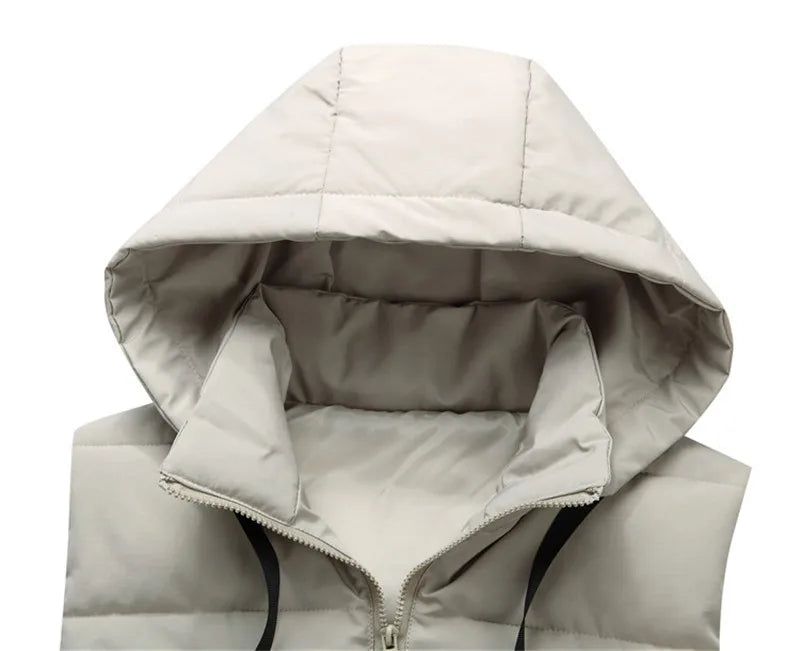 Men Vest Solid Casual Hooded Sleeveless Jackets Waistcoat Vest