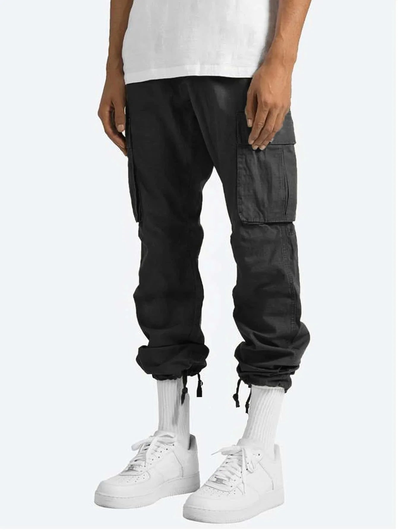 Spring and Summer New Men's Overalls Fashion Drawstring Multi-pocket Casual Pants