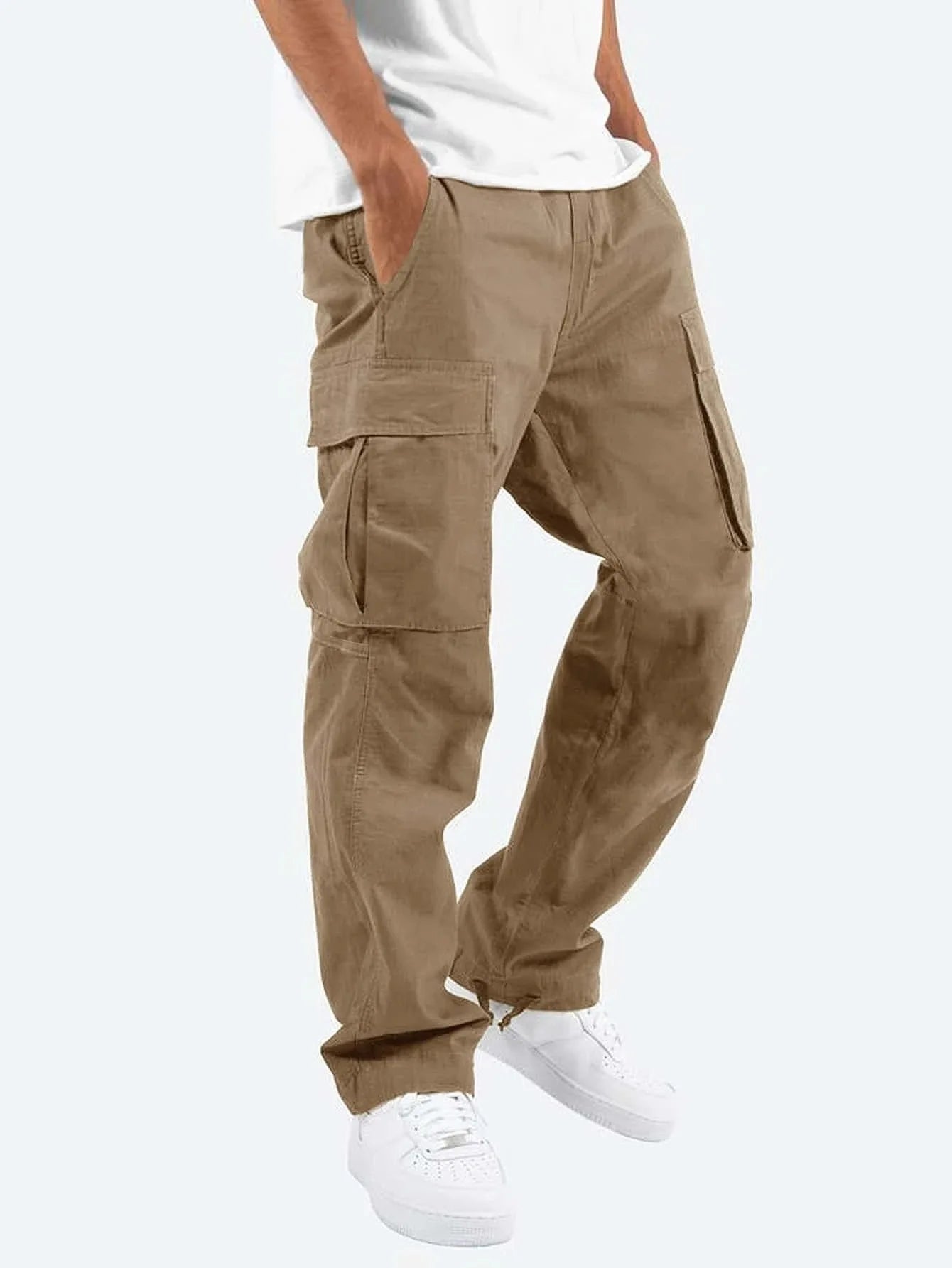 Spring and Summer New Men's Overalls Fashion Drawstring Multi-pocket Casual Pants