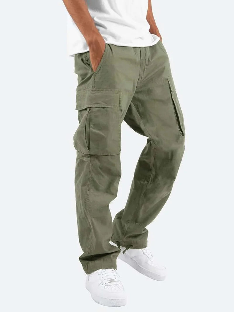 Spring and Summer New Men's Overalls Fashion Drawstring Multi-pocket Casual Pants