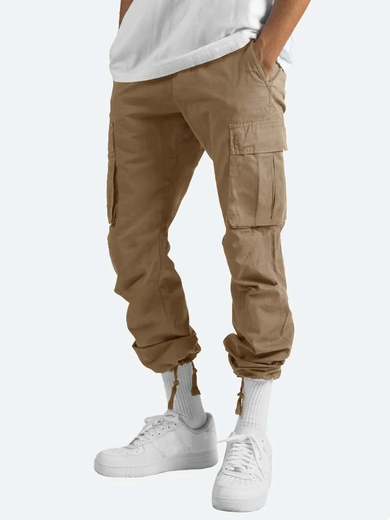 Spring and Summer New Men's Overalls Fashion Drawstring Multi-pocket Casual Pants