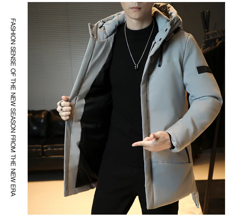 Men's Long Winter Coat Hooded Warm Quilted Jacket Wind-resistant Cold Weather Parkas Fur Lined Hood Outerwear Coat Plus Size