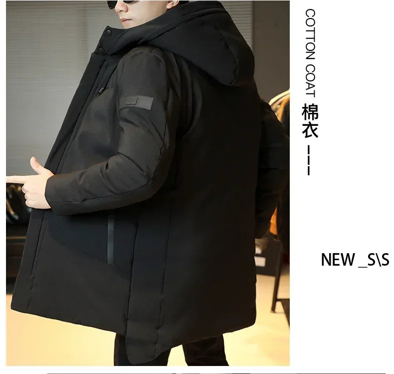 Men's Long Winter Coat Hooded Warm Quilted Jacket Wind-resistant Cold Weather Parkas Fur Lined Hood Outerwear Coat Plus Size