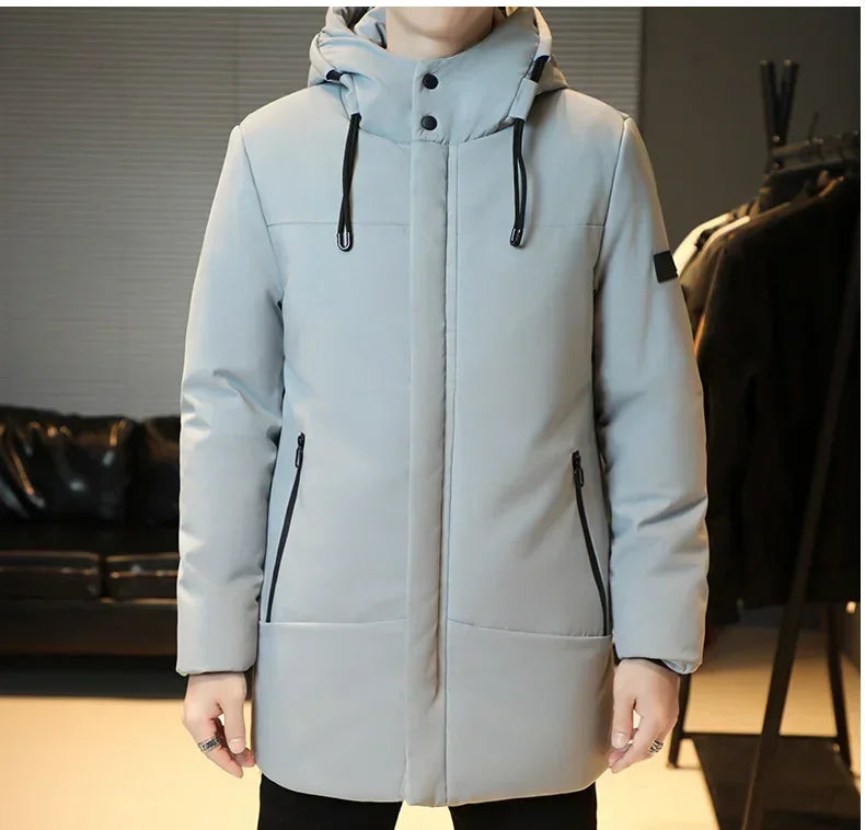 Men's Long Winter Coat Hooded Warm Quilted Jacket Wind-resistant Cold Weather Parkas Fur Lined Hood Outerwear Coat Plus Size