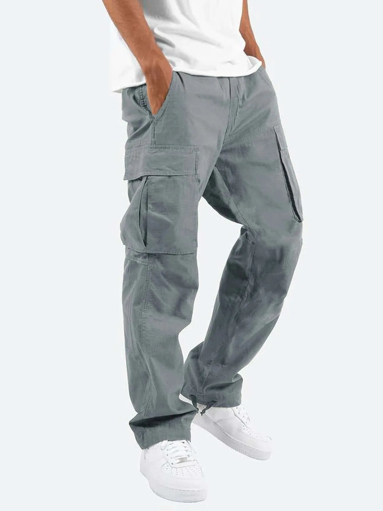 Spring and Summer New Men's Overalls Fashion Drawstring Multi-pocket Casual Pants