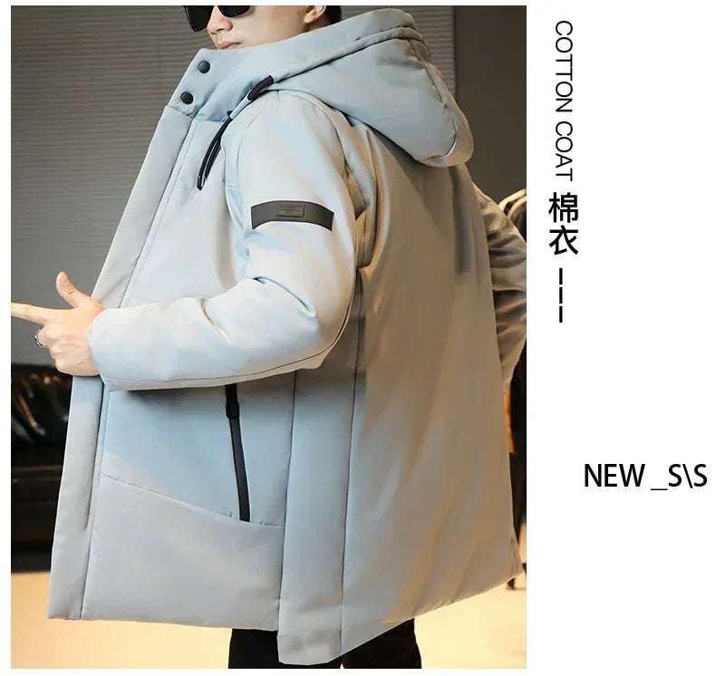 Men's Long Winter Coat Hooded Warm Quilted Jacket Wind-resistant Cold Weather Parkas Fur Lined Hood Outerwear Coat Plus Size