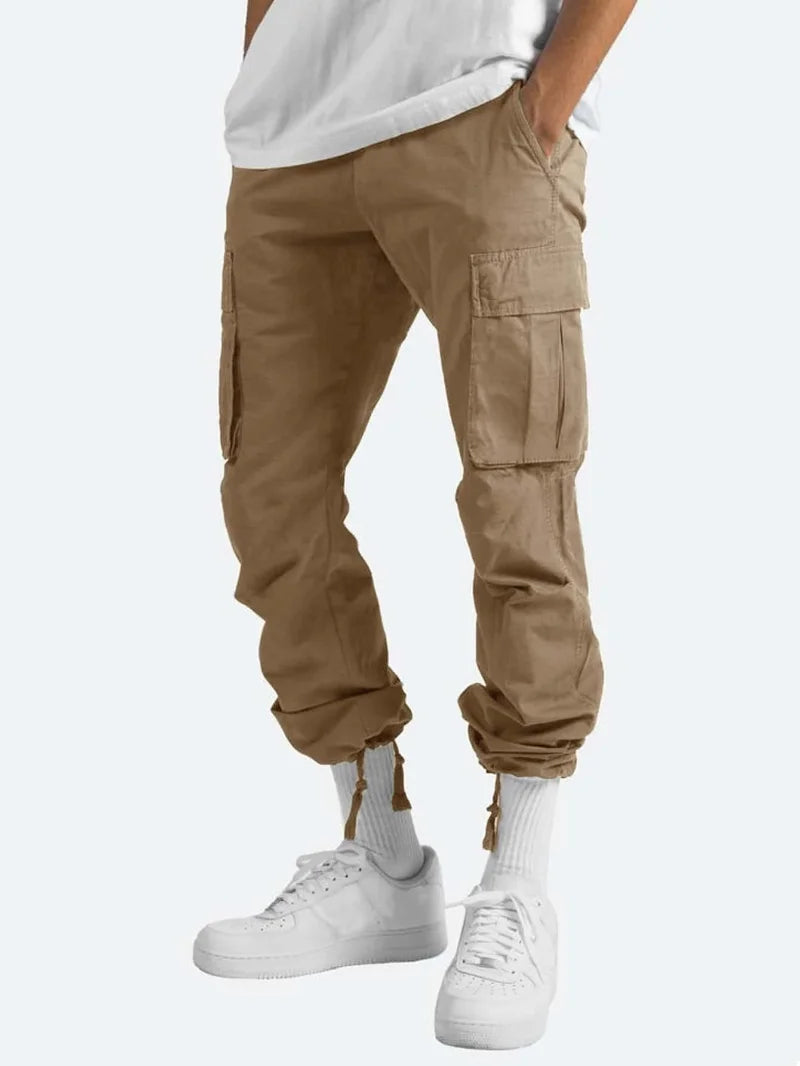 Spring and Summer New Men's Overalls Fashion Drawstring Multi-pocket Casual Pants