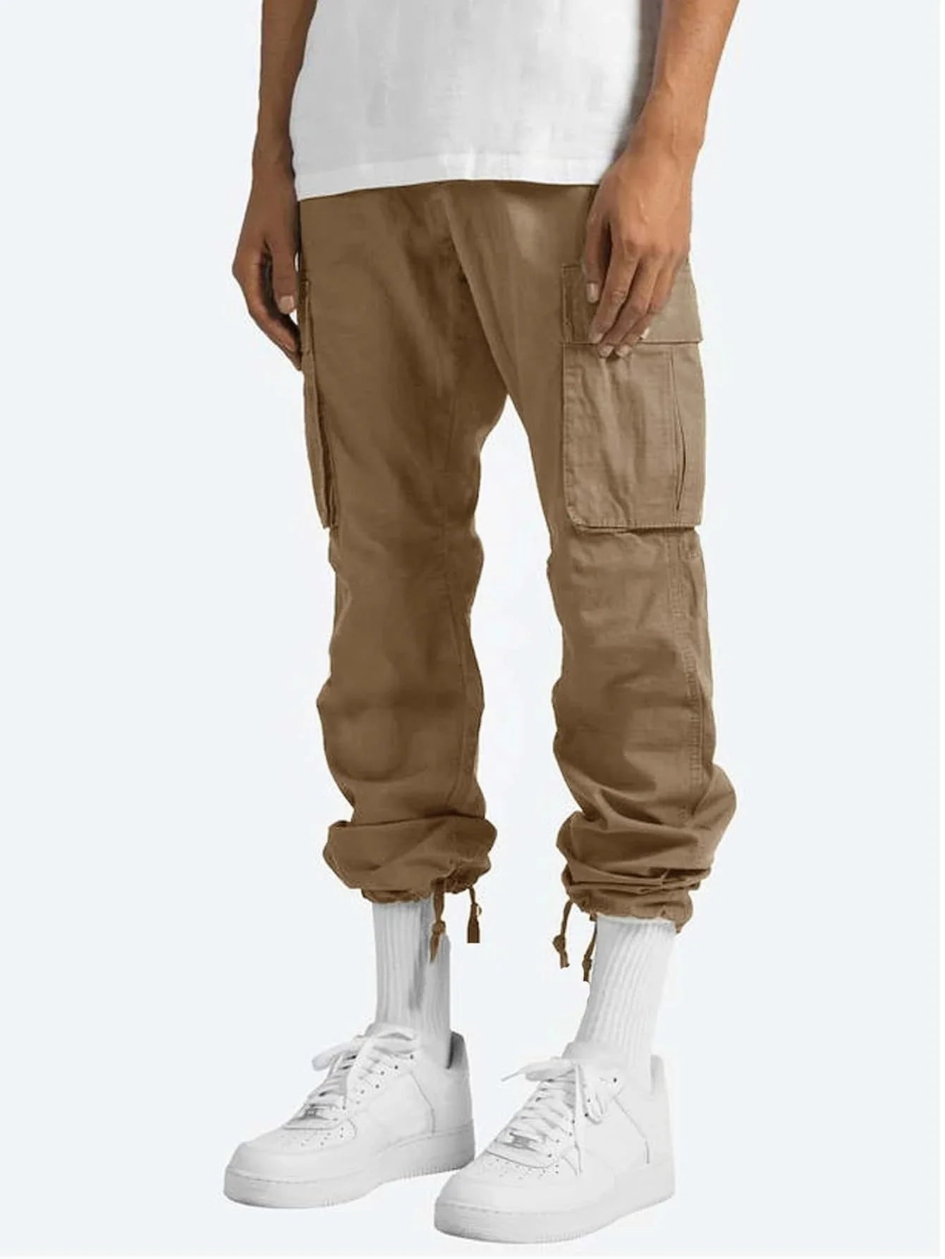 Spring and Summer New Men's Overalls Fashion Drawstring Multi-pocket Casual Pants
