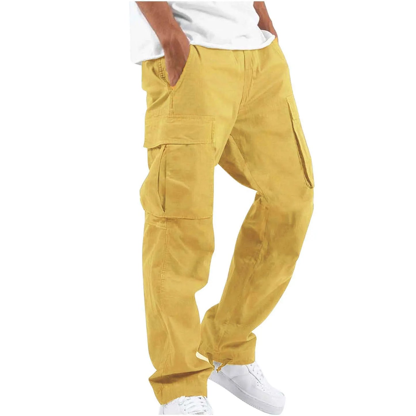Spring and Summer New Men's Overalls Fashion Drawstring Multi-pocket Casual Pants