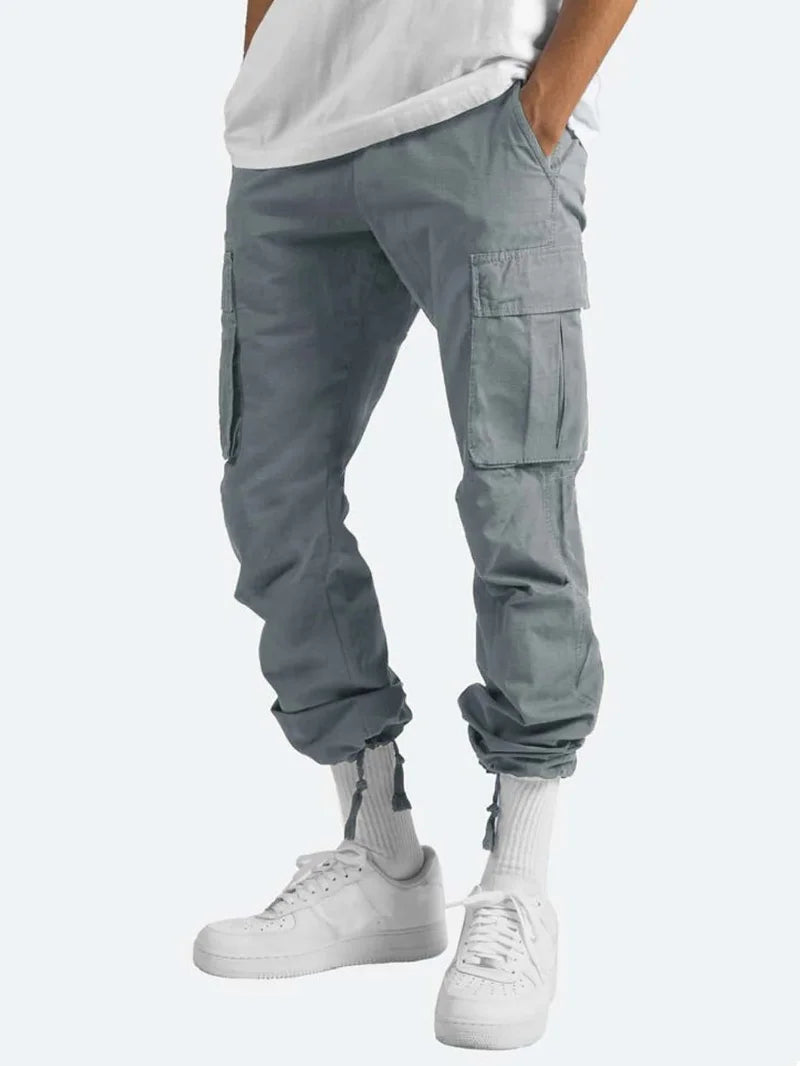 Spring and Summer New Men's Overalls Fashion Drawstring Multi-pocket Casual Pants