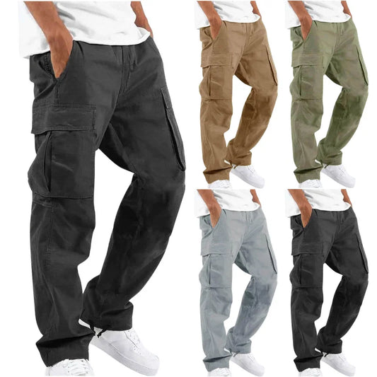 Spring and Summer New Men's Overalls Fashion Drawstring Multi-pocket Casual Pants
