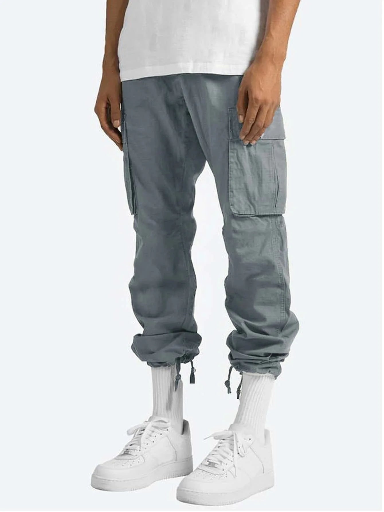 Spring and Summer New Men's Overalls Fashion Drawstring Multi-pocket Casual Pants